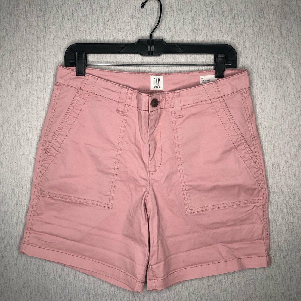 Gap Women's 5" Girlfriend Khaki Shorts Pink Cuffed Pockets Size 6